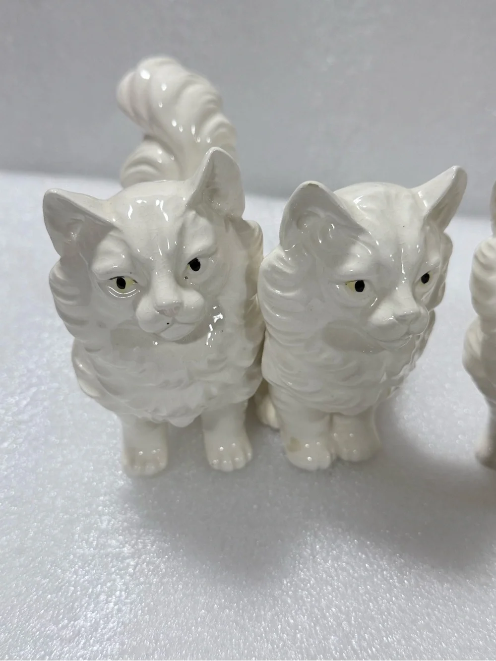 Two Vintage White Persian Cat Ceramic Figurines